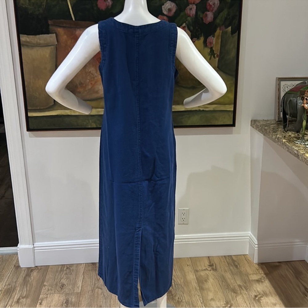 ROYAL ROBBINS 100% Cotton Maxi Dress Sleeveless Size Medium in Navy Blue - Picture 2 of 4
